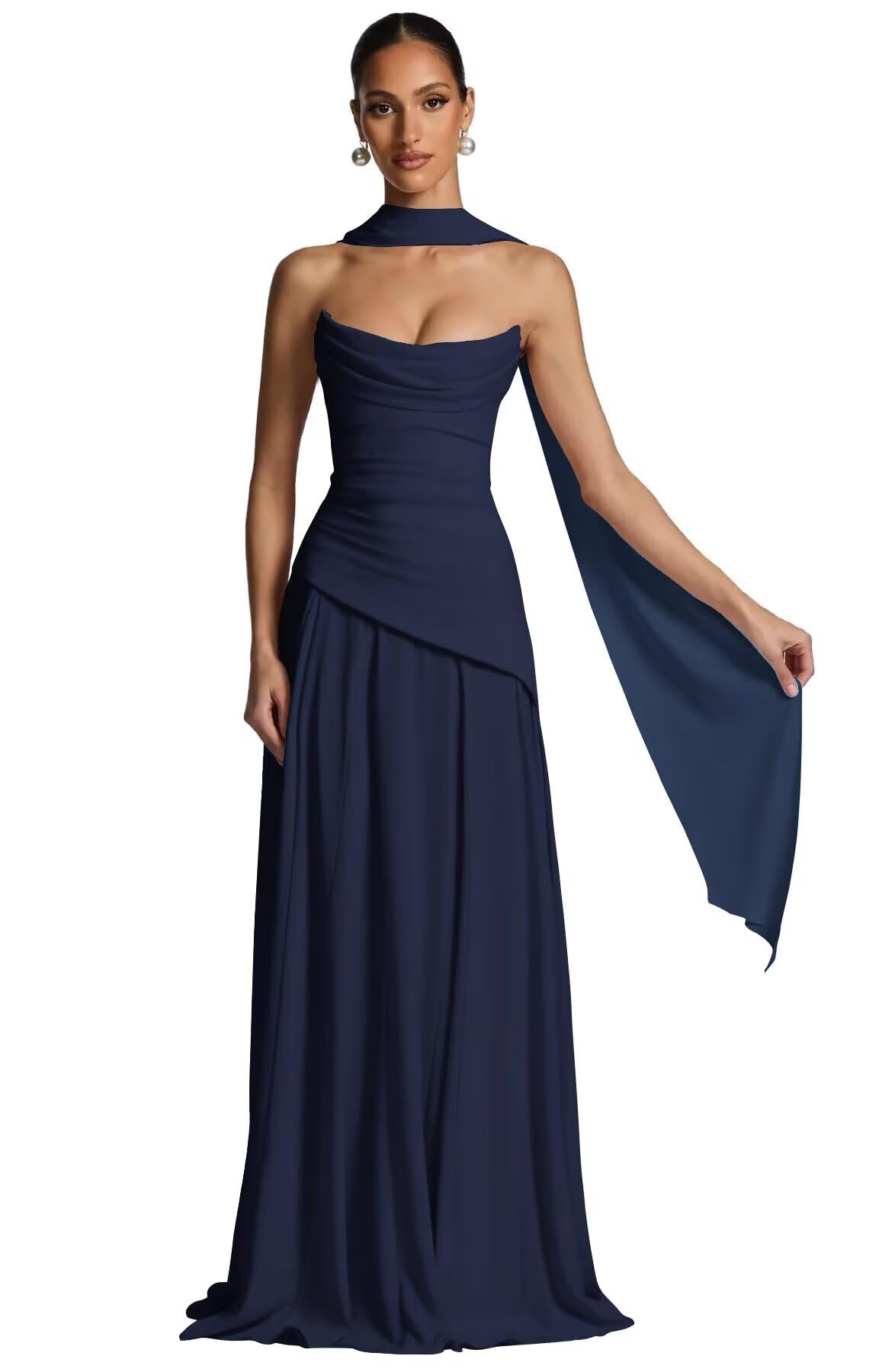 Kingbridal Strapless Bridesmaid Dresses with Scarf 2026 Long A-line Prom Formal Dress