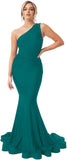 Womens One Shoulder Mermaid Bridesmaid Dresses for Wedding Long Tight Ruched Prom Dresses Evening Formal Gowns