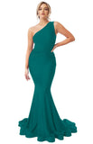 Womens One Shoulder Mermaid Bridesmaid Dresses for Wedding Long Tight Ruched Prom Dresses Evening Formal Gowns