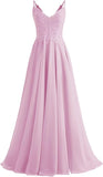 Lace Bridesmaid Dresses for Wedding with Slit Spaghetti Straps Chiffon Aline Formal Evening Party Gowns