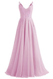 Lace Bridesmaid Dresses for Wedding with Slit Spaghetti Straps Chiffon Aline Formal Evening Party Gowns