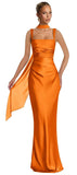 Mermaid Bridesmaid Dresses with Scarf 2027 Long Satin Spaghetti Straps Ruched Formal Evening Party Dress for Women