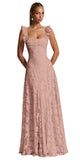 Ruched Jacquard Prom Dresses for Women Teens Ruffle Strap Floral Maxi Formal Dress Evening Gown