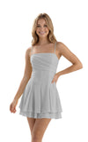 Spaghetti Straps Chiffon Homecoming Dresses for Teens Short 2026 Tiered Ruffle Square Neck Mini Cocktail Gowns