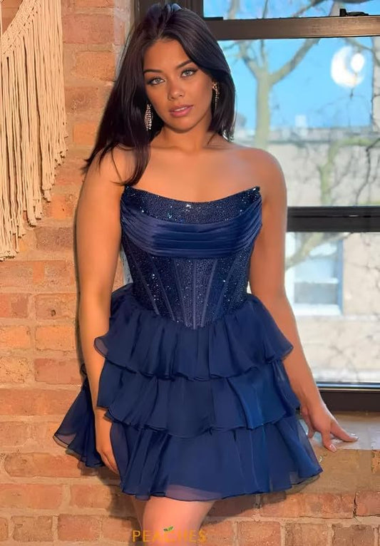 Sequin Homecoming Dress Strapless Short Prom Dress for Women Cocktail Party Gowns