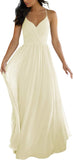 V Neck Bridesmaid Dresses for Women 2025 Long Chiffon Pleated A-line Spaghetti Strap Wedding Evening Prom Gown