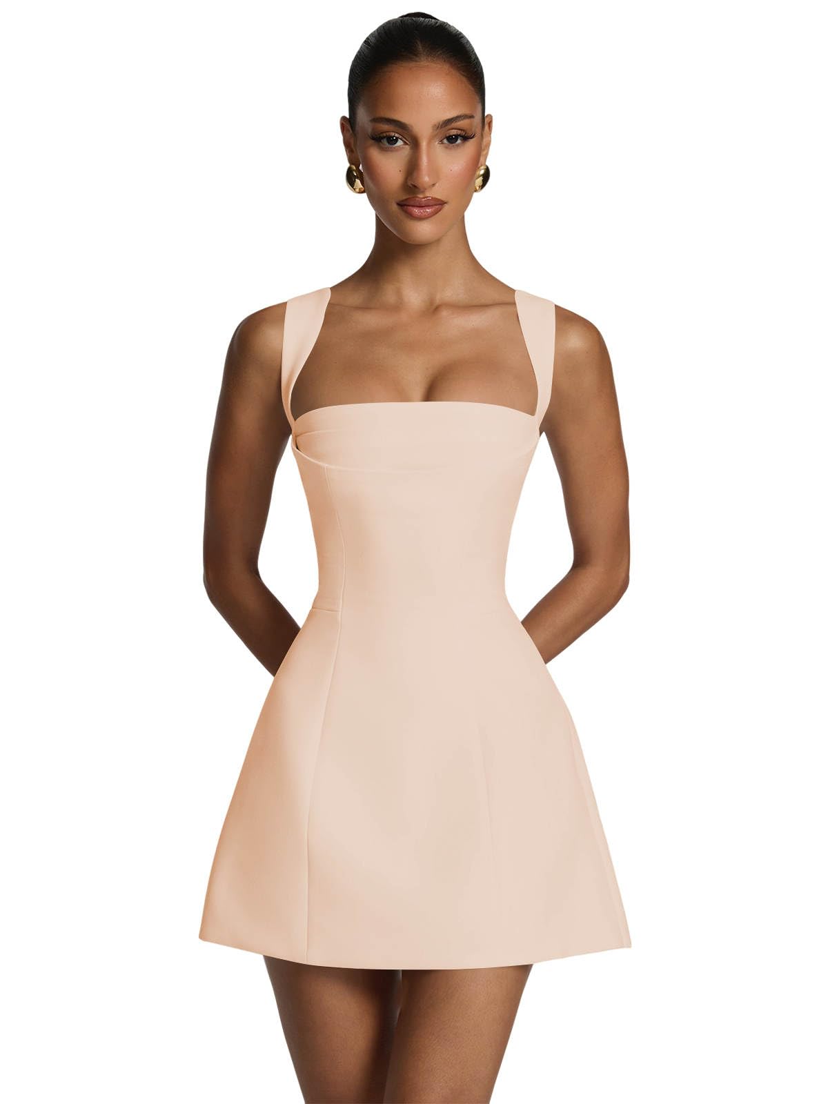 Satin Homecoming Dresses for Teens Square Neck Short Prom Dress Pleated A Line Corset Mini Cocktail Party Gown