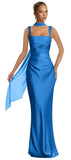 Mermaid Bridesmaid Dresses with Scarf 2027 Long Satin Spaghetti Straps Ruched Formal Evening Party Dress for Women