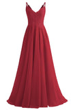 Lace Bridesmaid Dresses for Wedding with Slit Spaghetti Straps Chiffon Aline Formal Evening Party Gowns