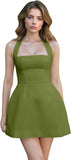 Satin Halter Homecoming Dresses for Teens Short Prom Dress 2027 Mini Formal Evening Cocktail Gowns with Pockets