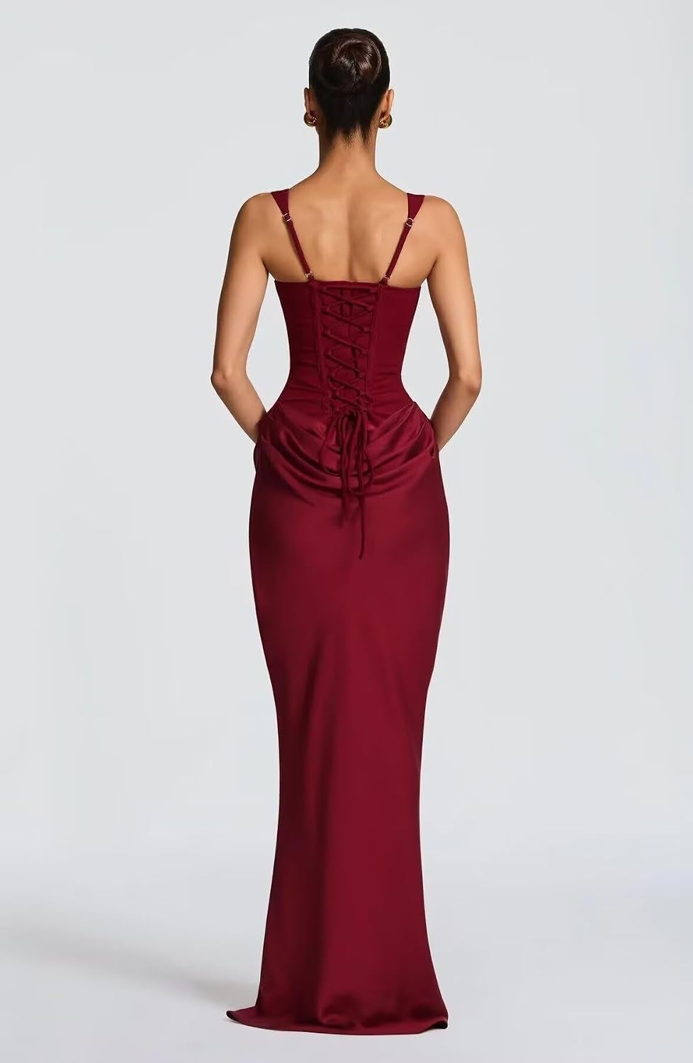 Mermaid Satin Prom Dresses for Women 2026 Spaghetti Strap Formal Dress Ruched Corset Evening Party Gowns