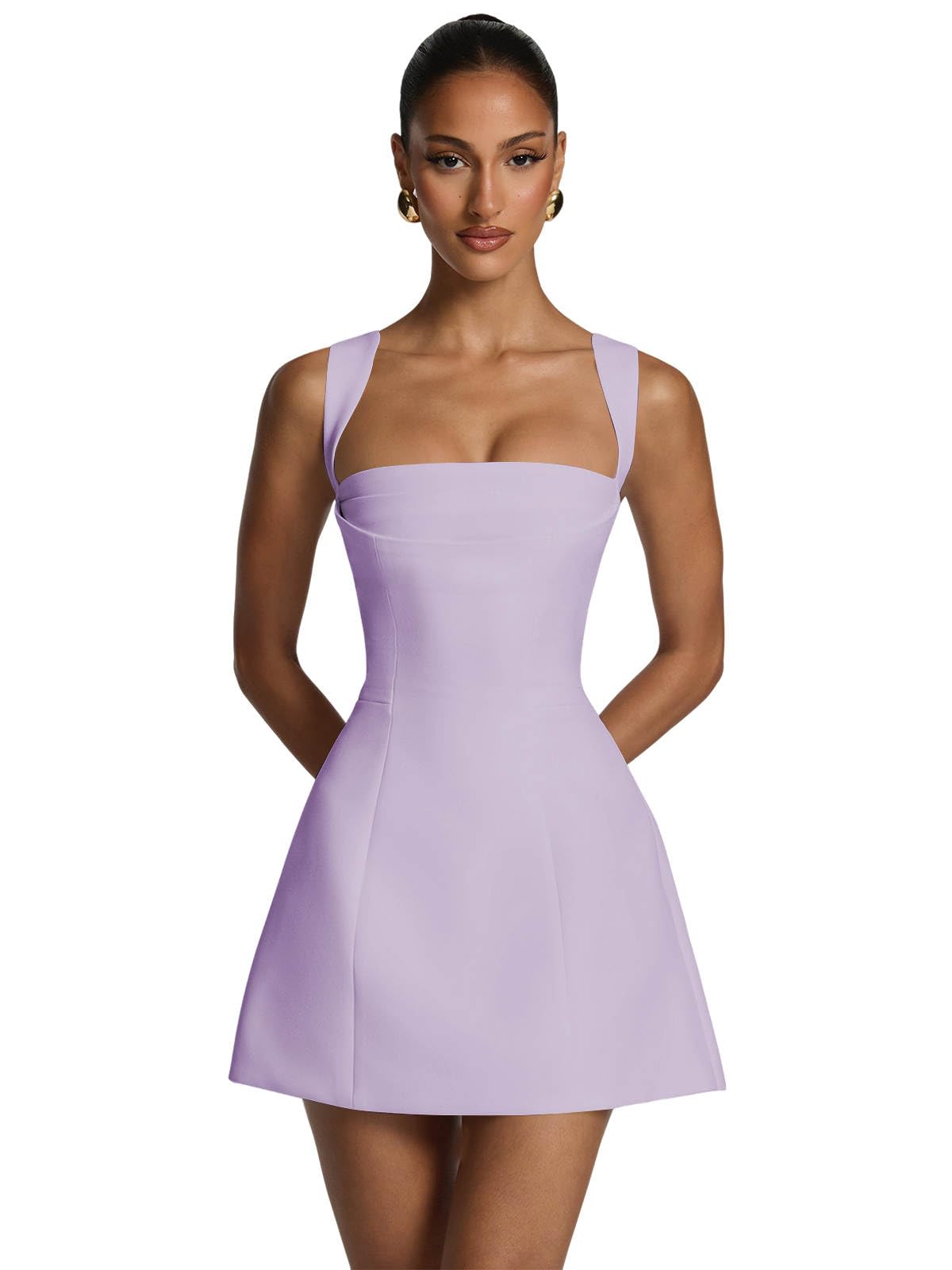 Satin Homecoming Dresses for Teens Square Neck Short Prom Dress Pleated A Line Corset Mini Cocktail Party Gown