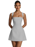 Satin Homecoming Dresses for Teens Square Neck Short Prom Dress Pleated A Line Corset Mini Cocktail Party Gown