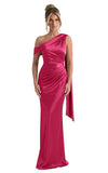 Kingbridal One Shoulder Bridesmaid Dresses for Women Mermaid Satin Formal Evening Maxi Dress