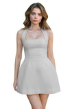 Satin Halter Homecoming Dresses for Teens Short Prom Dress 2027 Mini Formal Evening Cocktail Gowns with Pockets