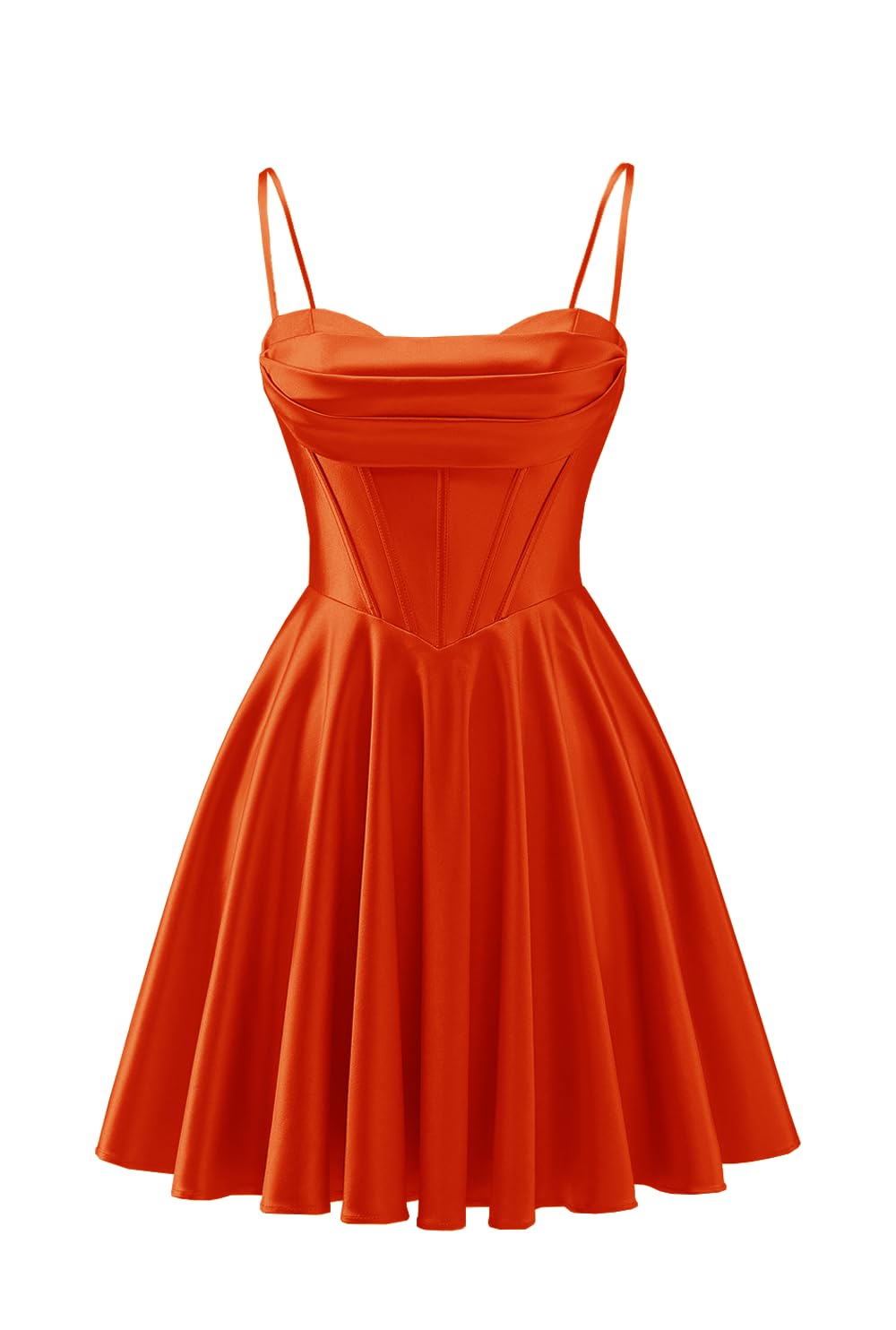 Spaghetti Straps Satin Homecoming Dresses for Teens Ruched Corset Short Prom Dresses 2026