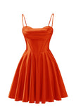 Spaghetti Straps Satin Homecoming Dresses for Teens Ruched Corset Short Prom Dresses 2026