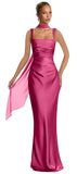 Mermaid Bridesmaid Dresses with Scarf 2027 Long Satin Spaghetti Straps Ruched Formal Evening Party Dress for Women
