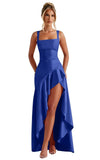 Mermaid Satin Bridesmaid Dresses for Women 2027 Long Ruffles High Low Prom Formal Evening Party Dress with Slit