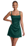Satin Homecoming Dresses for Teens 2026 Spaghetti Straps Short Prom Dress A-line Pleated Cocktail Party Gowns
