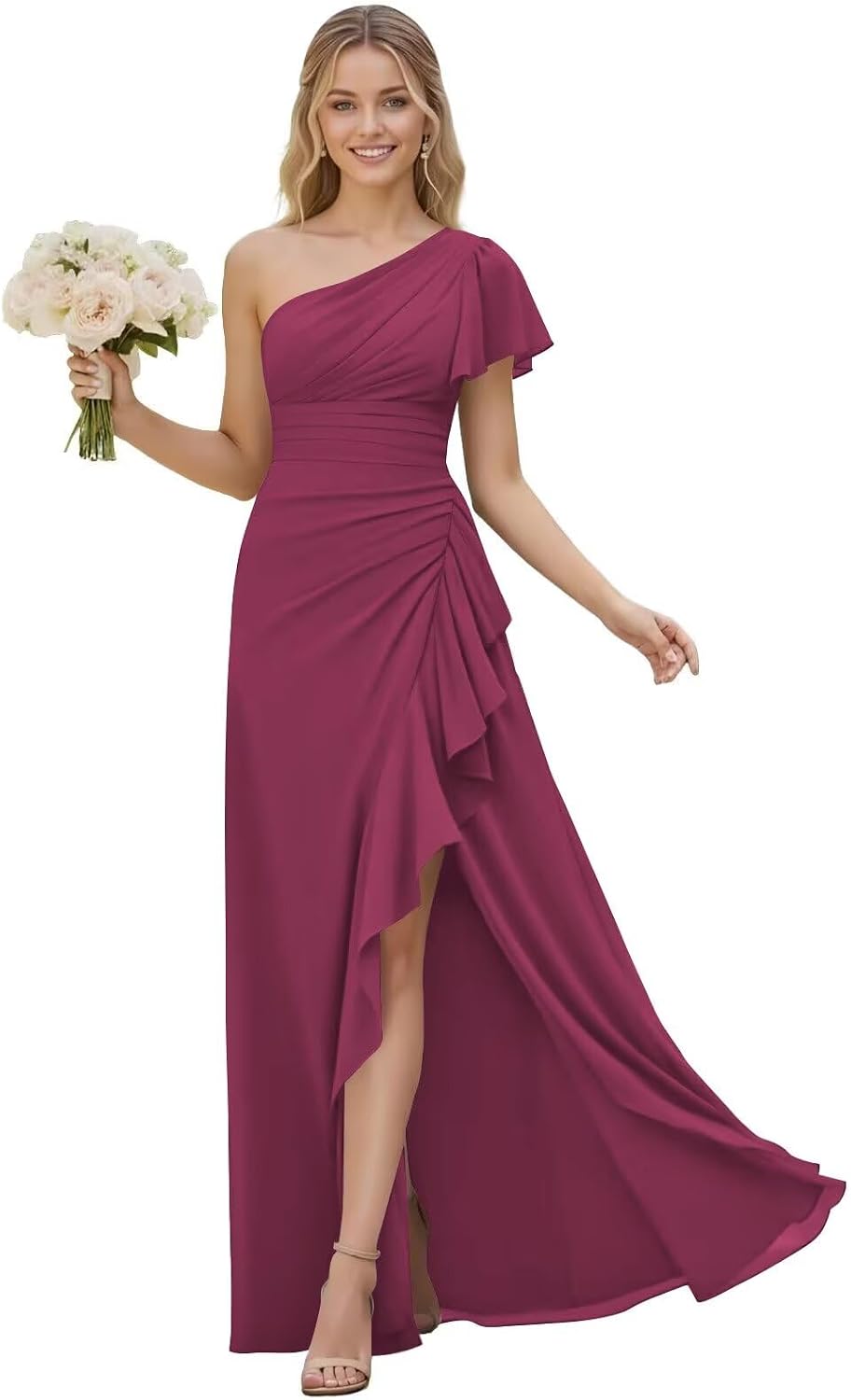 One Shoulder Chiffon Bridesmaid Dresses for Women 2026 A-line Formal Dress