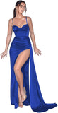 Spaghetti Straps Mermaid Prom Dresses Long Ball Gown 2025 Corset Sexy Slit Pleat Formal Evening Gowns