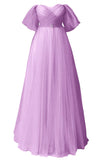 Glitter Tulle Prom Dresses Off The Shoulder Sweetheart Puffy Long Evening Gowns for Women 2027