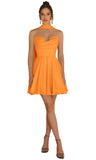 Strapless Homecoming Dresses for Teens 2026 Chiffon Short Prom Dress with Scarf A-line Pleated Cocktail Party Gown