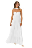 Women's Strapless Chiffon Bridesmaid Dresses with Scarf Long A-Line Pleated Formal Evening Dress
