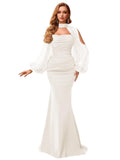 Kingbridal Gowns Long Sleeve Prom Dresses 2026 Mermaid Satin Formal Dress for Women Sparkly Sequin Halter Neck Evening Party Gowns