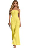 Women's Strapless Pleated Bridesmaid Dress Elegant Sweetheart Neck Formal Prom Gown for Wedding Guest