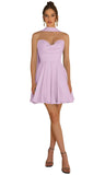 Strapless Homecoming Dresses for Teens 2026 Chiffon Short Prom Dress with Scarf A-line Pleated Cocktail Party Gown