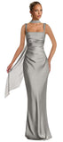 Mermaid Bridesmaid Dresses with Scarf 2027 Long Satin Spaghetti Straps Ruched Formal Evening Party Dress for Women