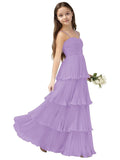 Chiffon Pleated Junior Bridesmaid Dress Princess Birthday Tiered Ruffle Prom Gown Wedding Long Flower Girl Dress