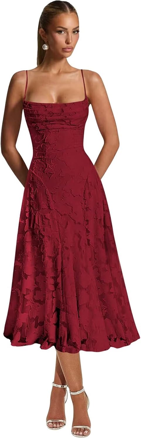 Lace Jacquard Bridesmaid Dresses for Women 2027 Spaghetti Straps Ruffle Formal Wedding Guest Dress Formal Evening Dress