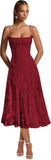 Lace Jacquard Bridesmaid Dresses for Women 2027 Spaghetti Straps Ruffle Formal Wedding Guest Dress Formal Evening Dress