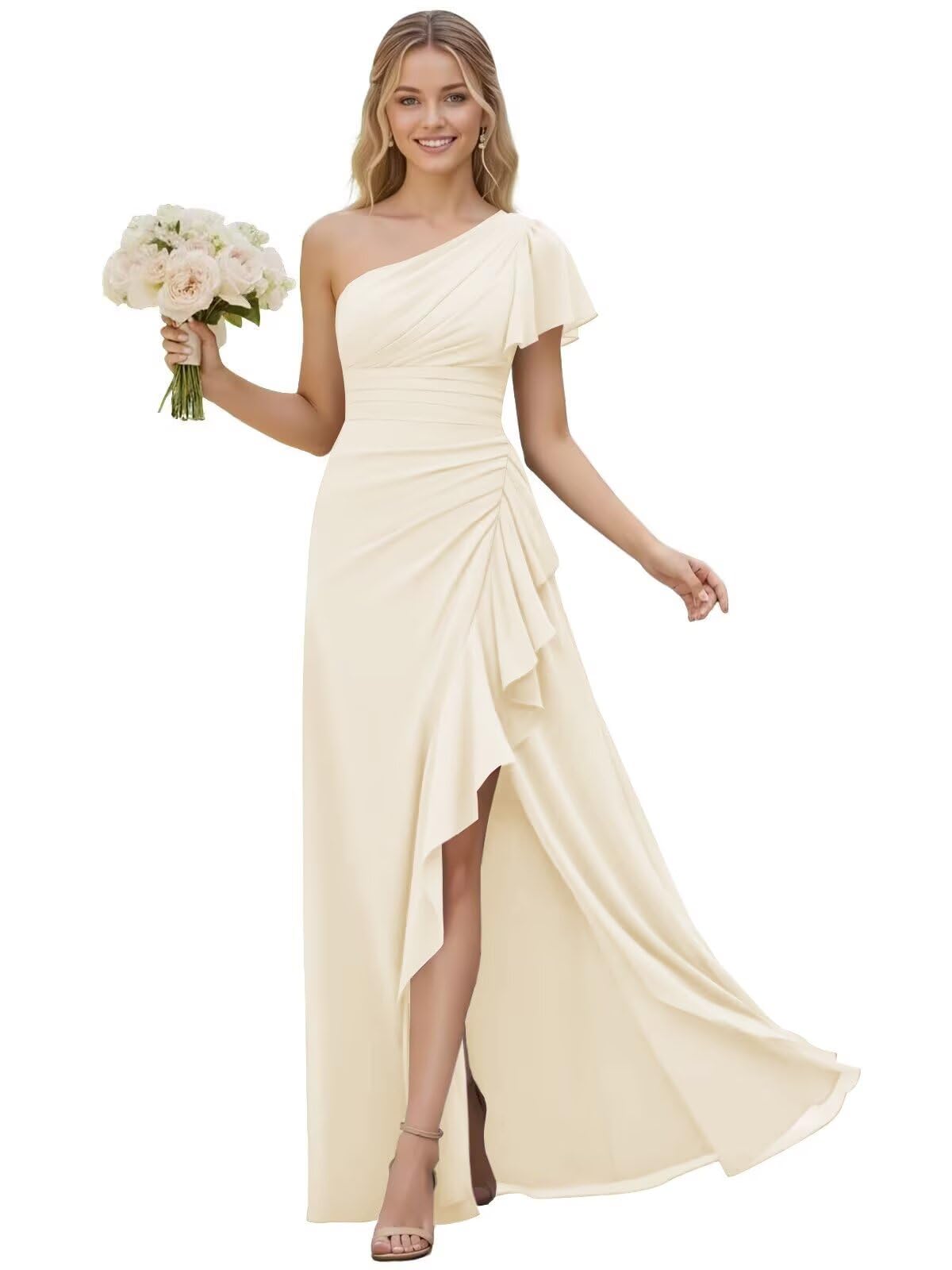 One Shoulder Chiffon Bridesmaid Dresses for Women 2026 A-line Formal Dress