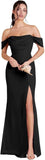 Kingbridal Gowns Off Shoulder Chiffon Bridesmaid Dresses for Women 2026 Long Ruched Cowl Neck Formal Evening Party Dress with Slit