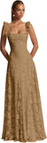 Ruched Jacquard Prom Dresses for Women Teens Ruffle Strap Floral Maxi Formal Dress Evening Gown