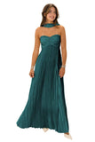Women's Strapless Chiffon Bridesmaid Dresses with Scarf Long A-Line Pleated Formal Evening Dress