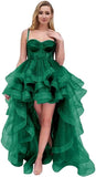 Spaghetti Cocktail Party Dress for Women High-Low Ruffled Summer Dress Long Trailing Prom Ball Gown