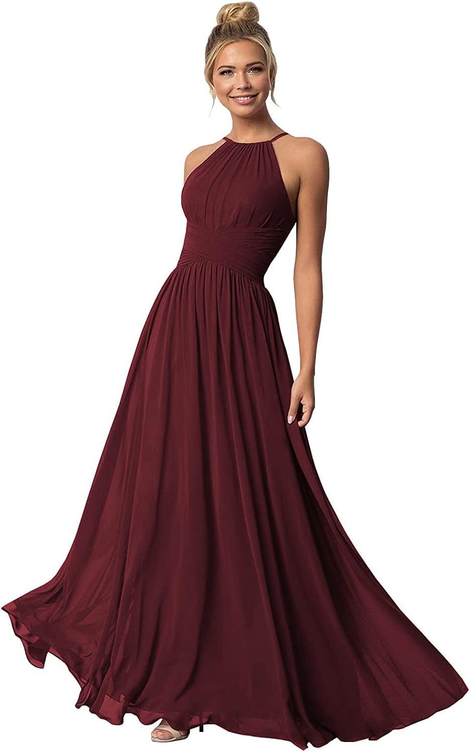 Women's Halter Bridesmaid Dresses Long Chiffon Formal Dresses Evening Party Dress 2026