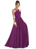 Halter Bridesmaid Dresses for Wedding Chiffon A Line Pleated Long Formal Prom Dress with Belt