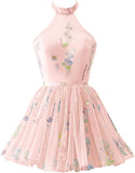 Vestidos de fiesta formales de tul con bordado floral corto para mujer 2023