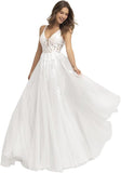 Kingbridal Gowns Lace Appliques Wedding Dresses for Bride Long V Neck Tulle Chiffon A-line Sleeveless Bridal Ball Gown for Women