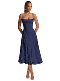 Lace Jacquard Bridesmaid Dresses for Women 2027 Spaghetti Straps Ruffle Formal Wedding Guest Dress Formal Evening Dress