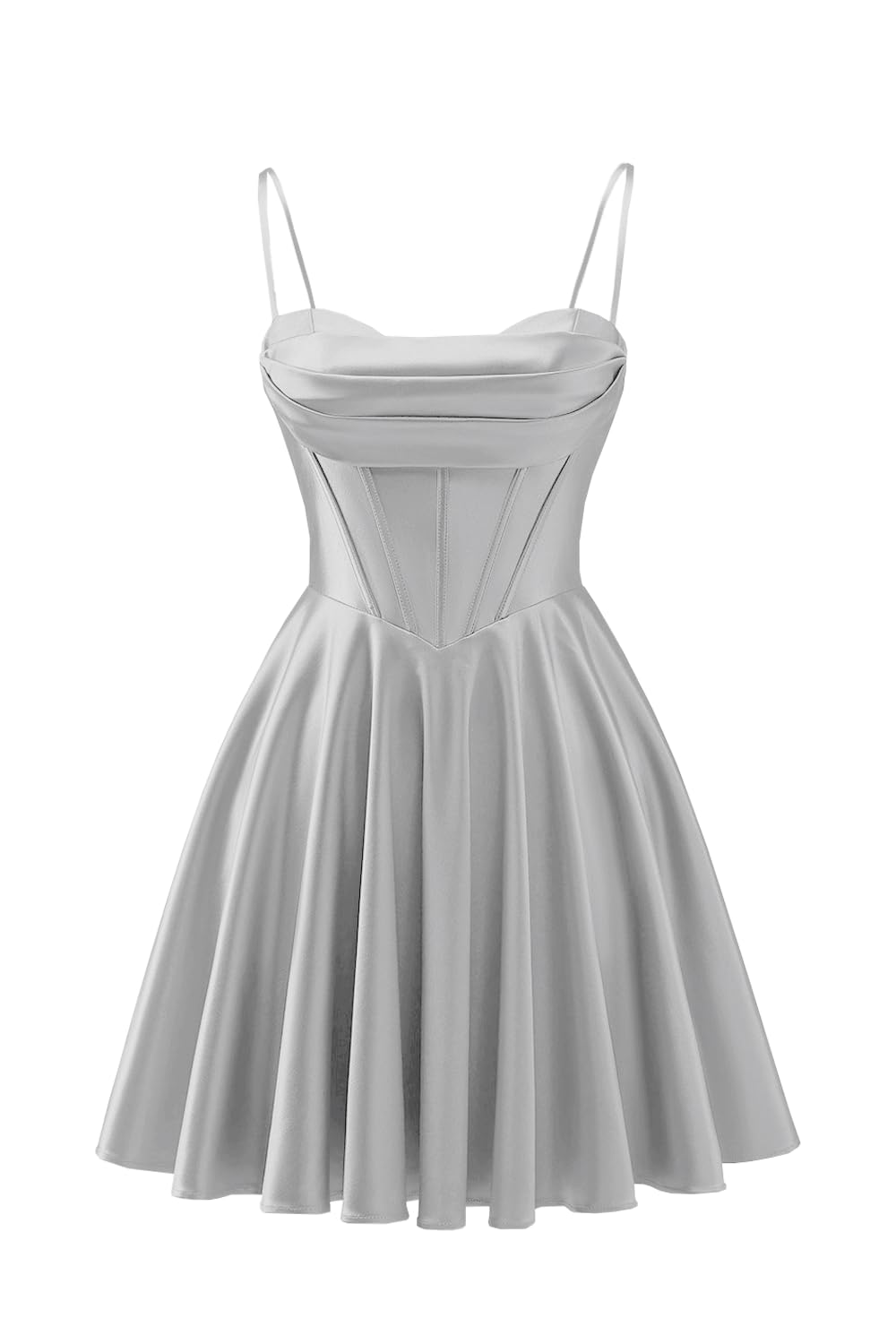 Spaghetti Straps Satin Homecoming Dresses for Teens Ruched Corset Short Prom Dresses 2026