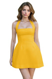 Satin Halter Homecoming Dresses for Teens Short Prom Dress 2027 Mini Formal Evening Cocktail Gowns with Pockets