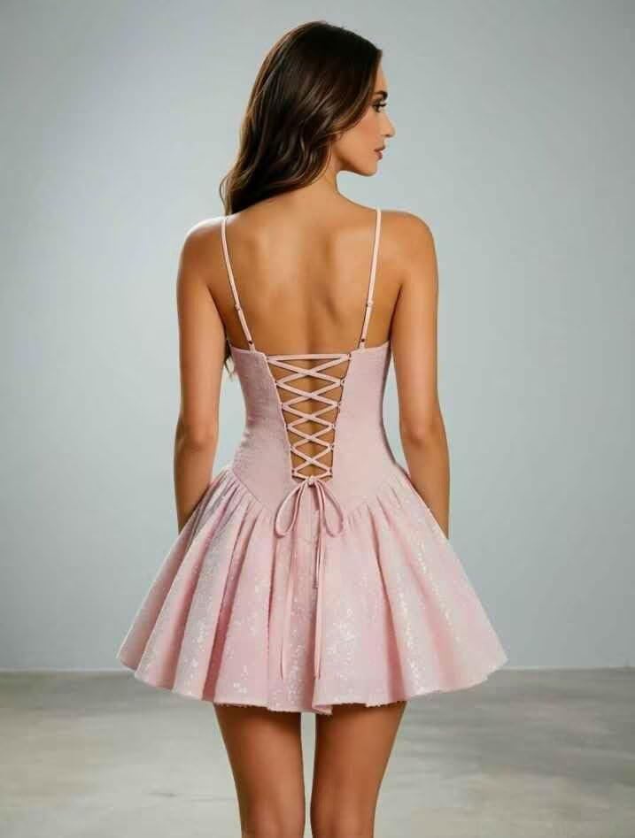 Kingbridal Spaghetti Straps Sequin Homecoming Dresses for Teens 2026 Short Prom Cocktail Dress