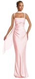 Mermaid Bridesmaid Dresses with Scarf 2027 Long Satin Spaghetti Straps Ruched Formal Evening Party Dress for Women